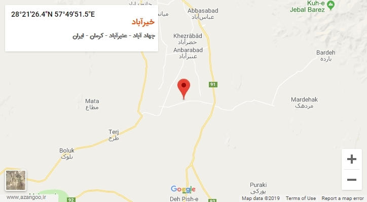 روستای خیرآباد بر روی نقشه
