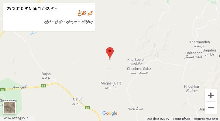 روستای کم کلاغ بر روی نقشه