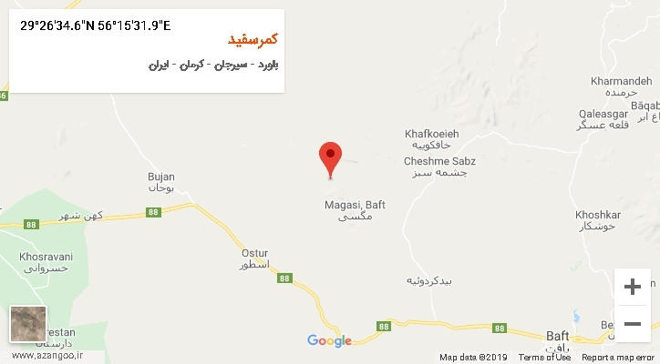 روستای کمرسفید بر روی نقشه
