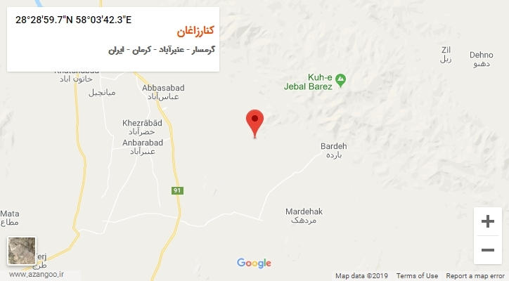 روستای کنارزاغان بر روی نقشه