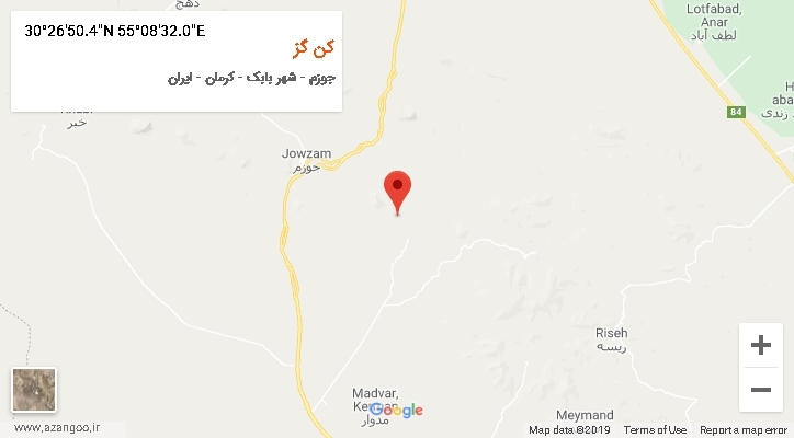روستای کن گز بر روی نقشه