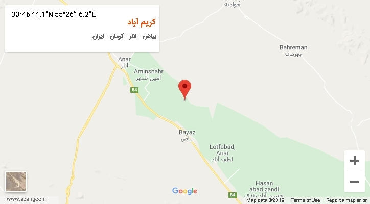 روستای کریم آباد بر روی نقشه