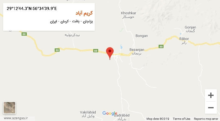 روستای کریم آباد بر روی نقشه