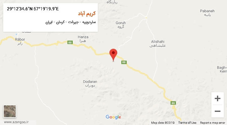 روستای کریم آباد بر روی نقشه