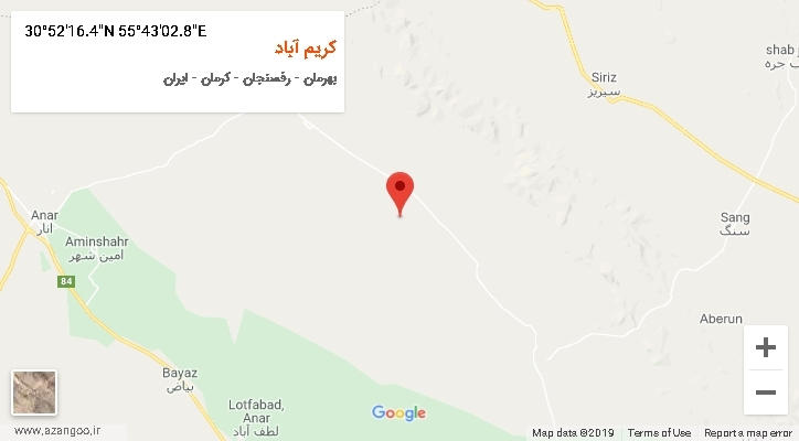 روستای کریم آباد بر روی نقشه