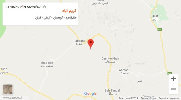 روستای کریم آباد بر روی نقشه