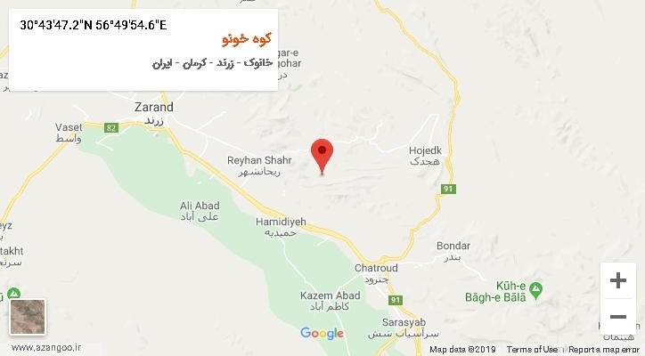 روستای کوه خونو بر روی نقشه
