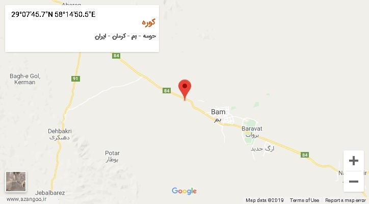روستای کوره بر روی نقشه
