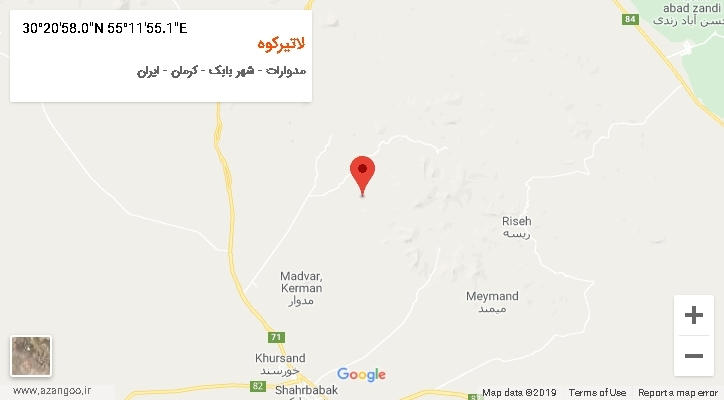 روستای لاتیرکوه بر روی نقشه