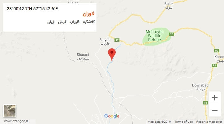 روستای لاوران بر روی نقشه
