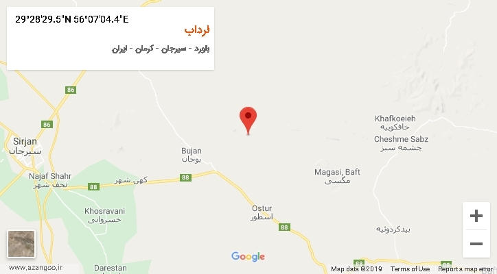 روستای لرداب بر روی نقشه