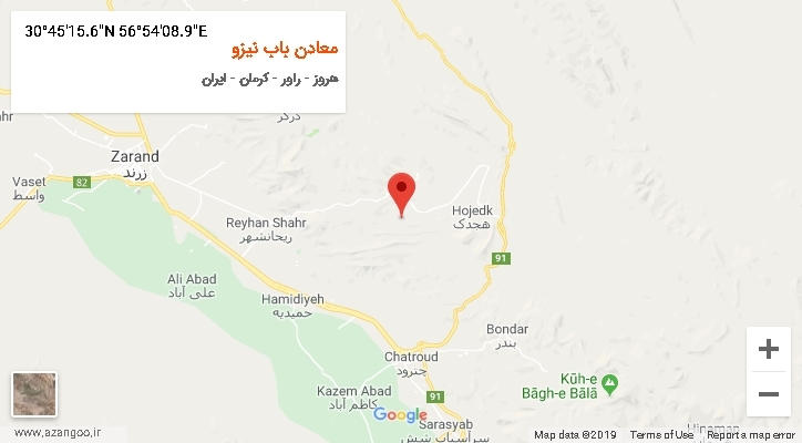روستای معادن باب نیزو بر روی نقشه