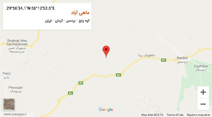 روستای ماهی آباد بر روی نقشه