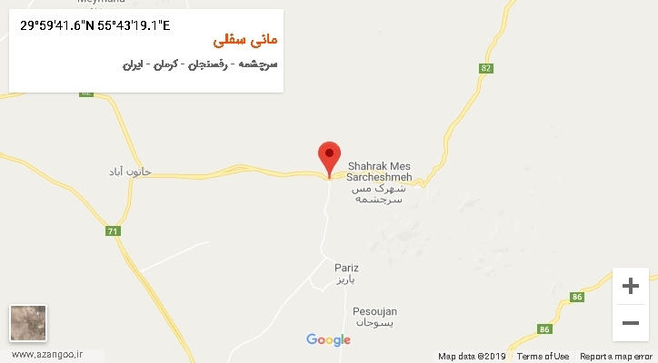روستای مانی سفلی بر روی نقشه