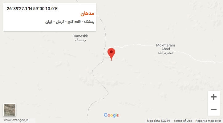 روستای مدهان بر روی نقشه