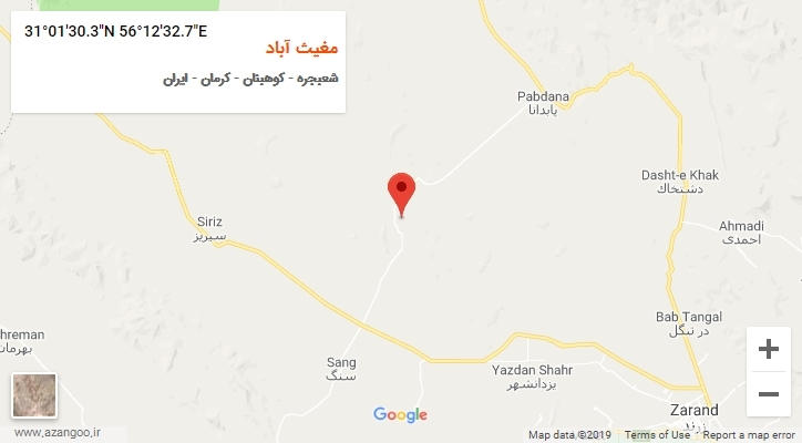 روستای مغیث آباد بر روی نقشه