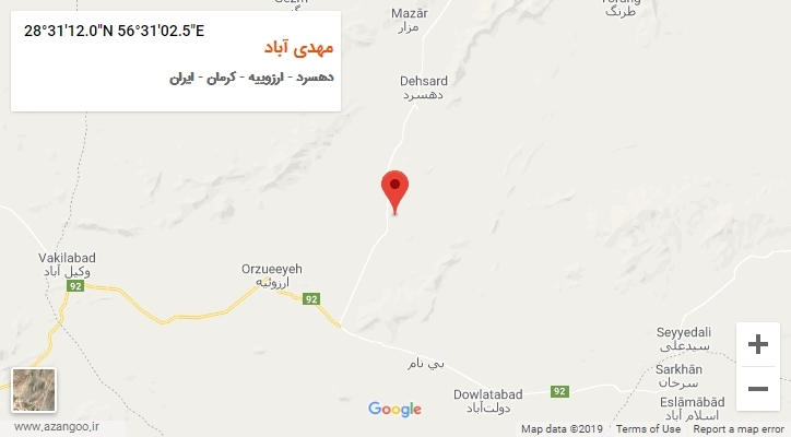روستای مهدی آباد بر روی نقشه