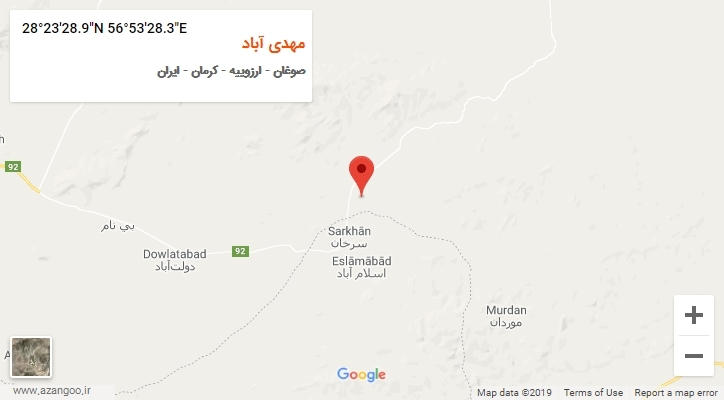 روستای مهدی آباد بر روی نقشه
