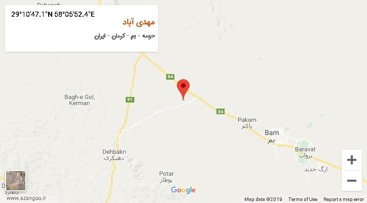 روستای مهدی آباد بر روی نقشه