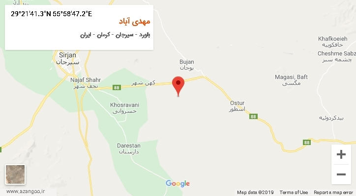 روستای مهدی آباد بر روی نقشه