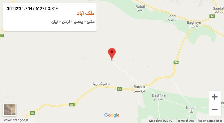 روستای ملک آباد بر روی نقشه