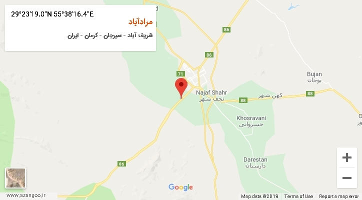 روستای مرادآباد بر روی نقشه