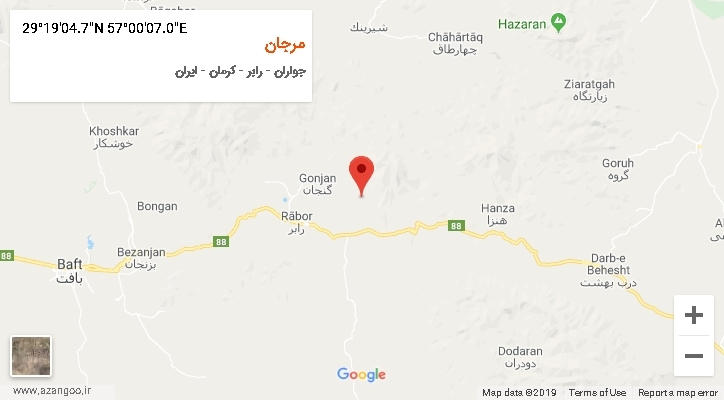 روستای مرجان بر روی نقشه