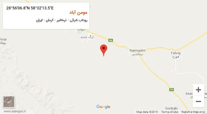 روستای مومن آباد بر روی نقشه