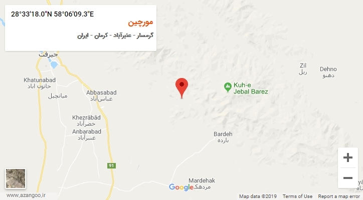 روستای مورچین بر روی نقشه