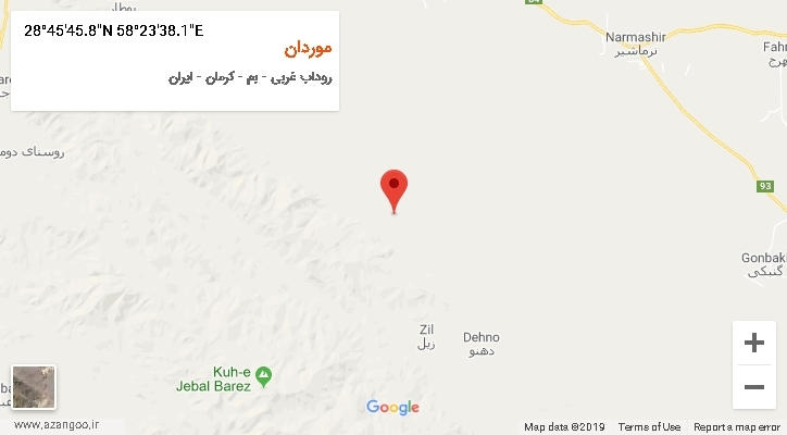 روستای موردان بر روی نقشه