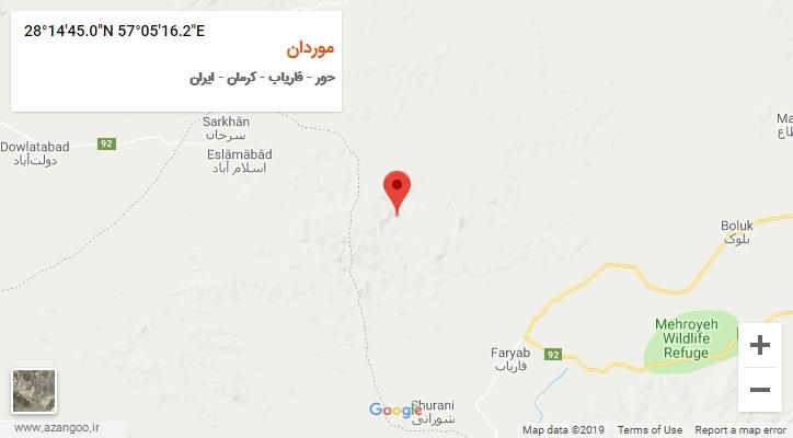 روستای موردان بر روی نقشه