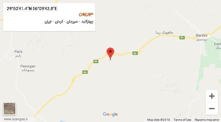 روستای مورپهن بر روی نقشه