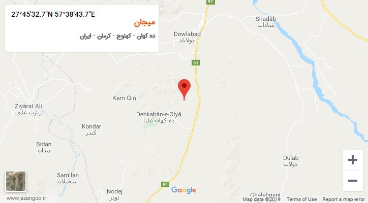 روستای میجان بر روی نقشه
