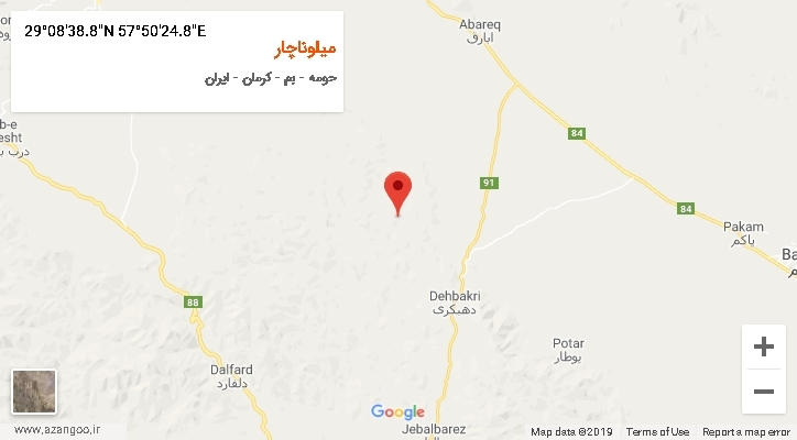 روستای میلوناچار بر روی نقشه