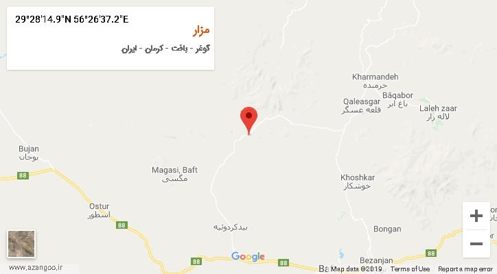 روستای مزار بر روی نقشه