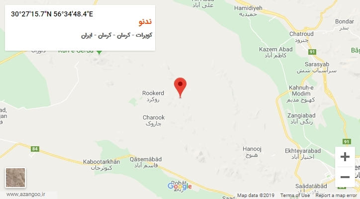 روستای ندنو بر روی نقشه