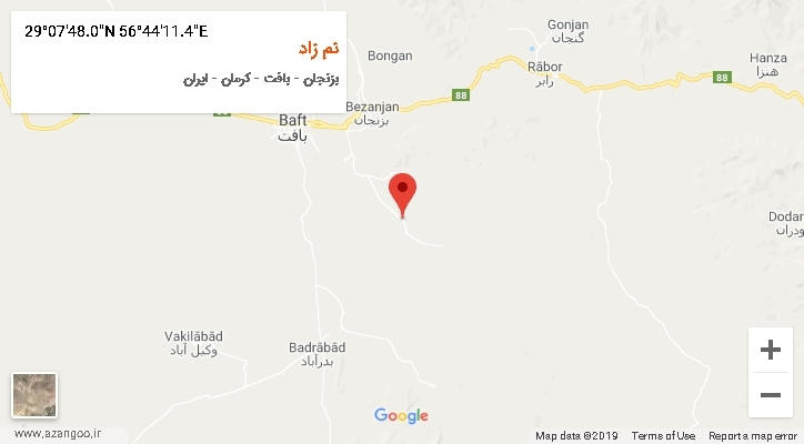 روستای نم زاد بر روی نقشه
