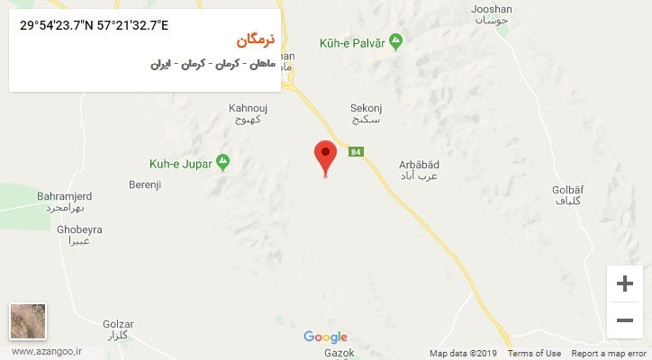 روستای نرمگان بر روی نقشه