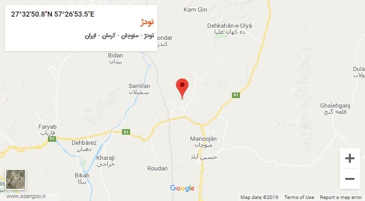 روستای نودژ بر روی نقشه
