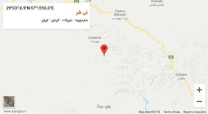 روستای نی شر بر روی نقشه