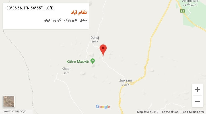روستای نظام آباد بر روی نقشه