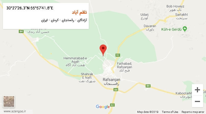 روستای نظم آباد بر روی نقشه