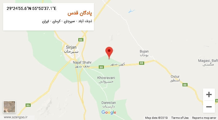 روستای پادگان قدس بر روی نقشه