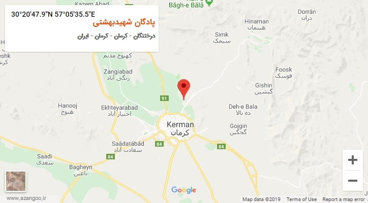 روستای پادگان شهیدبهشتی بر روی نقشه