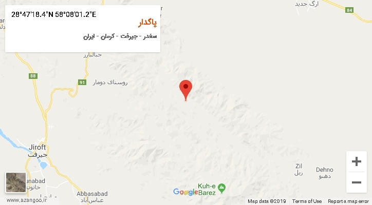 روستای پاگدار بر روی نقشه