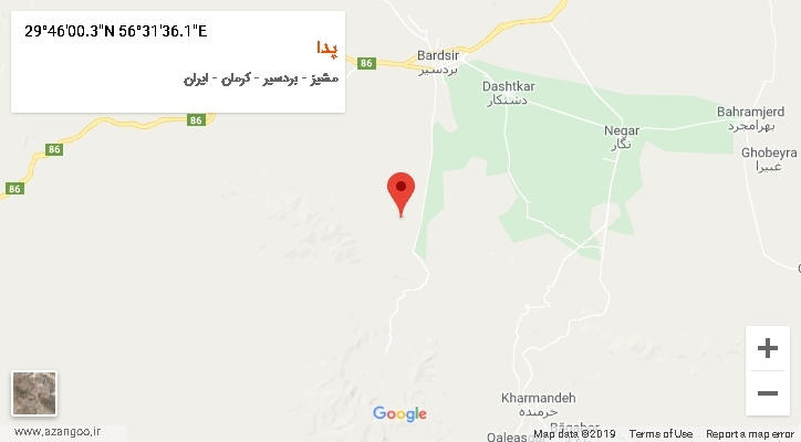 روستای پدا بر روی نقشه