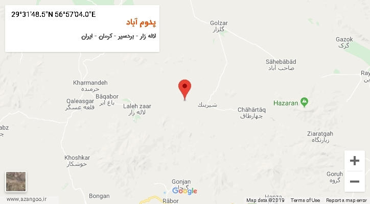 روستای پدوم آباد بر روی نقشه