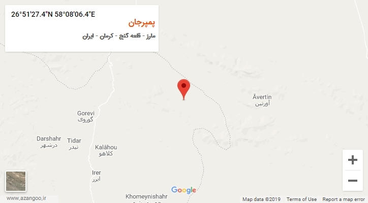 روستای پمپرجان بر روی نقشه