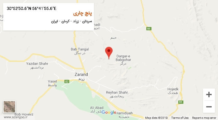 روستای پنج چاری بر روی نقشه