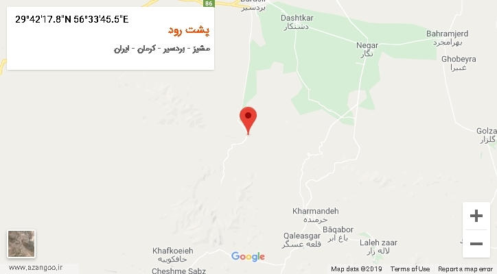 روستای پشت رود بر روی نقشه